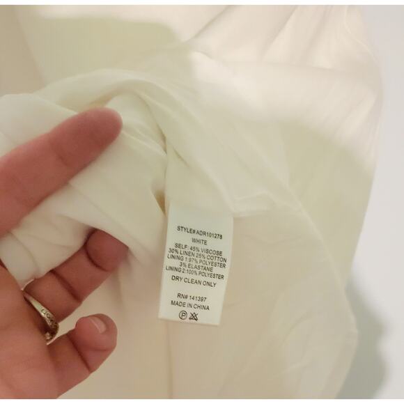 ASTR Little White Dress puff sleeves cut out back Size M Linen Blend Soroity - Picture 5 of 5